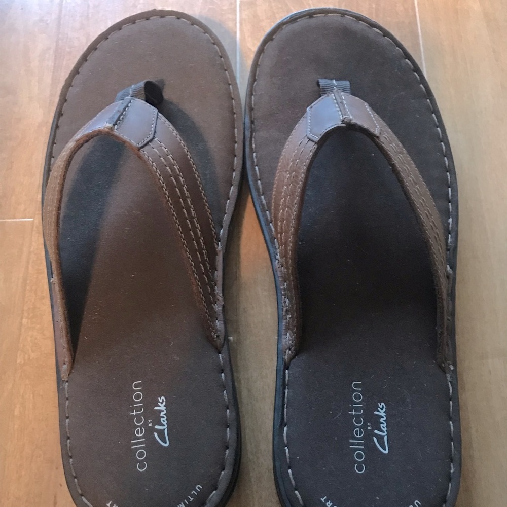 SALE: COLLECTION BY CLARK, Leather Flip Flops, NWOT